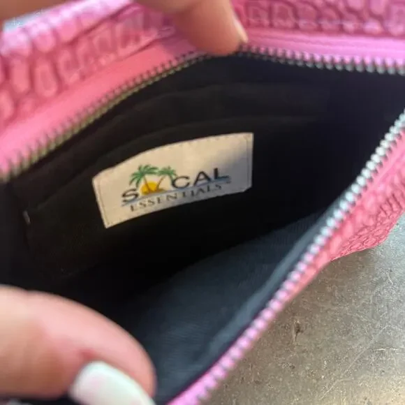 Vintage Y2k Pink Snake Skin Reptile Pink Retro Mini Purse Clutch Zipper Wallet - Picture 5 of 5